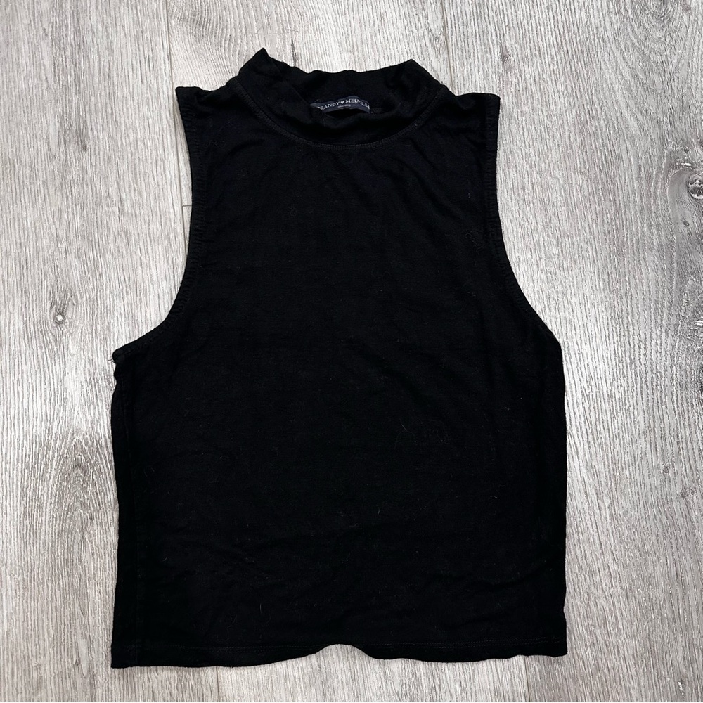 Brandy Melville Black Turtleneck Mock Neck Stretchy Tank Top